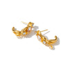 Women's Geometric Stainless Steel Earrings With 18K Vacuum Plating And Zircon Rhinestone Accents Vintage Light Luxury Style