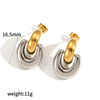 Women's Geometric Stainless Steel Earrings With Real Gold Plating Circle And Semicircle Shapes