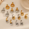 Women's Geometric Stainless Steel Earrings With Real Gold Plating Circle And Semicircle Shapes