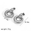 Women's Geometric Stainless Steel Earrings With Real Gold Plating Circle And Semicircle Shapes