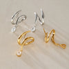 Women's Geometric Stainless Steel Earrings With Titanium Steel Posts Vacuum Pvd Gold Plating And Sparkling Zircon Accents