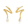 Women's Geometric Stainless Steel Earrings With Titanium Steel Posts Vacuum Pvd Gold Plating And Sparkling Zircon Accents