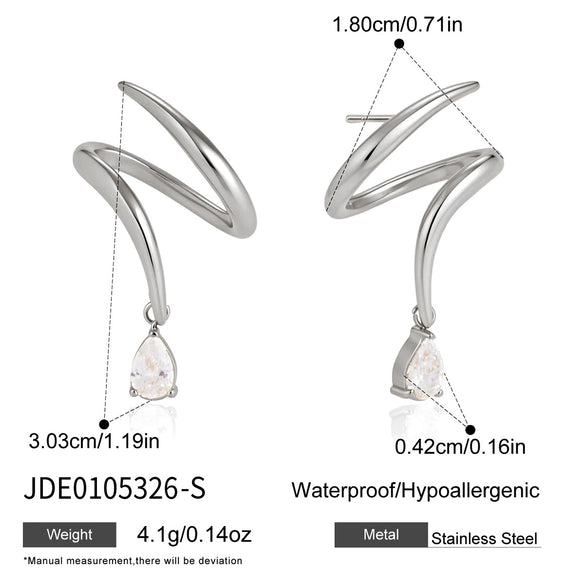 Women's Geometric Stainless Steel Earrings With Titanium Steel Posts Vacuum Pvd Gold Plating And Sparkling Zircon Accents
