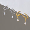 Women's Geometric Stainless Steel Earrings With Titanium Steel Posts Vacuum Pvd Gold Plating And Sparkling Zircon Accents