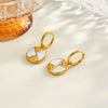 Women's Geometric Stainless Steel Earrings With White Shell Inlay And 18K Vacuum Plated Finish Simple Light Luxury Style