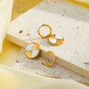 Women's Geometric Stainless Steel Earrings With White Shell Inlay And 18K Vacuum Plated Finish Simple Light Luxury Style