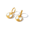Women's Geometric Stainless Steel Earrings With White Shell Inlay And 18K Vacuum Plated Finish Simple Light Luxury Style