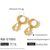 Women’s Geometric Stainless Steel Earrings With Zircon Accents And 18K Vacuum Plated Finish Simple Trendy Fashion Jewelry