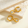 Women’s Geometric Stainless Steel Earrings With Zircon Accents And 18K Vacuum Plated Finish Simple Trendy Fashion Jewelry