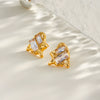 Women's Geometric Stainless Steel Earrings With Zircon Inlay And 18K Vacuum Plated Light Luxury Finish