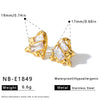 Women's Geometric Stainless Steel Earrings With Zircon Inlay And 18K Vacuum Plated Light Luxury Finish