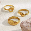 Women's Geometric Stainless Steel Electroplated 18K Gold Snake Head Eye Fingerprint Ring Luxury Hand Jewelry