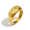 Women's Geometric Stainless Steel Electroplated 18K Gold Snake Head Eye Fingerprint Ring Luxury Hand Jewelry
