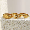 Women's Geometric Stainless Steel Electroplated 18K Gold Snake Head Eye Fingerprint Ring Luxury Hand Jewelry