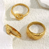 Women's Geometric Stainless Steel Electroplated 18K Gold Snake Head Eye Fingerprint Ring Luxury Hand Jewelry