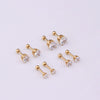 Women's Geometric Stainless Steel Electroplated Sixclaw Round Zircon Ear Studs