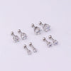 Women's Geometric Stainless Steel Electroplated Sixclaw Round Zircon Ear Studs