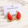 Women's Geometric Stainless Steel Enamel Drip Glaze Drop Earrings Elegant Light Luxury Fashion Jewelry