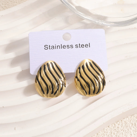 Women's Geometric Stainless Steel Enamel Drip Glaze Drop Earrings Elegant Light Luxury Fashion Jewelry