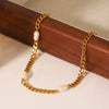 Women's Geometric Stainless Steel Freshwater Pearl Bracelet With Electroplating Style