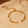Women's Geometric Stainless Steel Freshwater Pearl Bracelet With Electroplating Style
