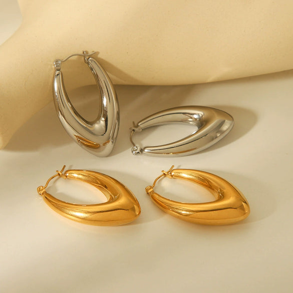 Women's Geometric Stainless Steel Gold Plated Electroplated Hollow Earrings