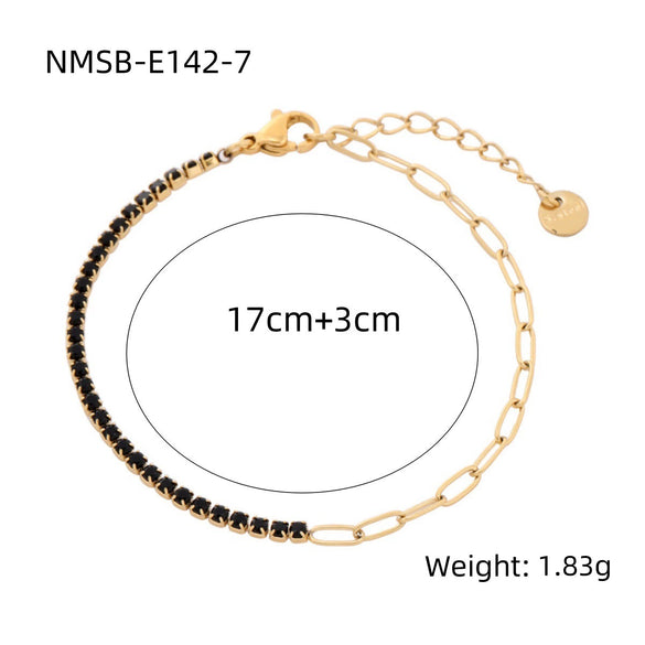 Women's Geometric Stainless Steel 18K Electroplated Fine Diamond Bracelet