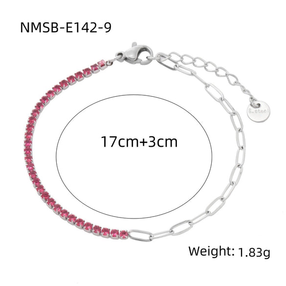 Women's Geometric Stainless Steel 18K Electroplated Fine Diamond Bracelet