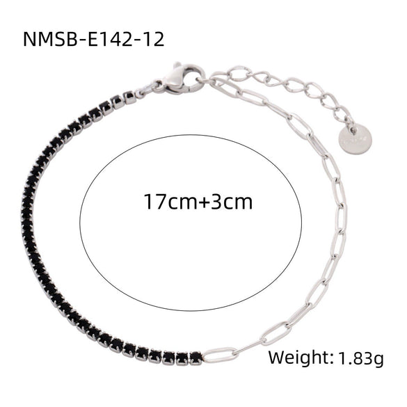 Women's Geometric Stainless Steel 18K Electroplated Fine Diamond Bracelet
