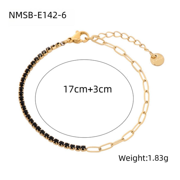 Women's Geometric Stainless Steel 18K Electroplated Fine Diamond Bracelet