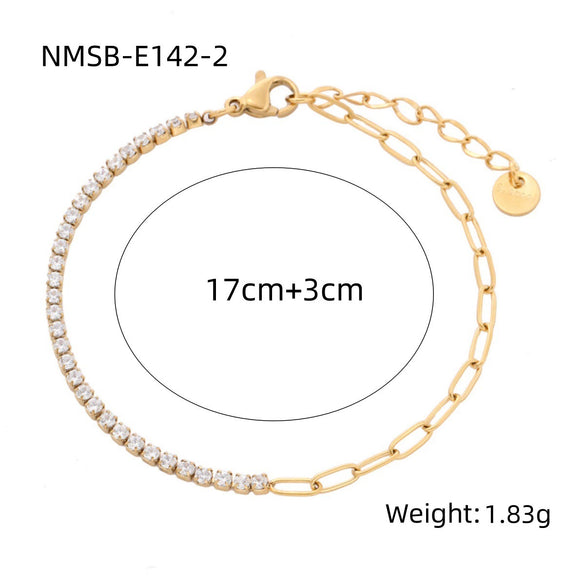 Women's Geometric Stainless Steel 18K Electroplated Fine Diamond Bracelet