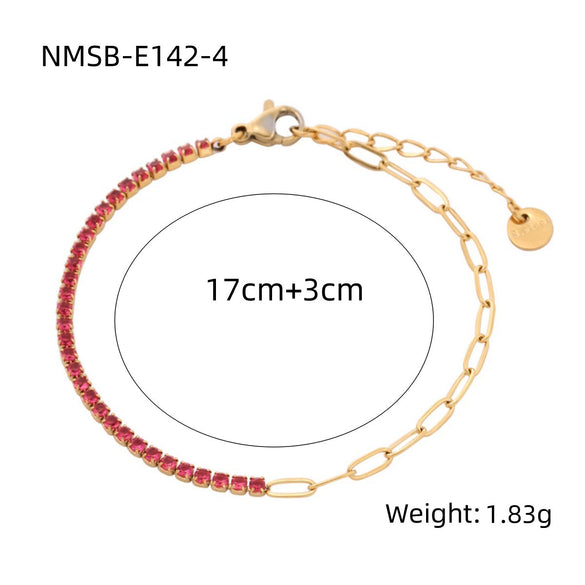 Women's Geometric Stainless Steel 18K Electroplated Fine Diamond Bracelet
