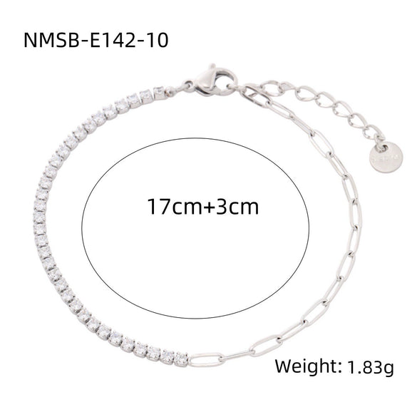 Women's Geometric Stainless Steel 18K Electroplated Fine Diamond Bracelet
