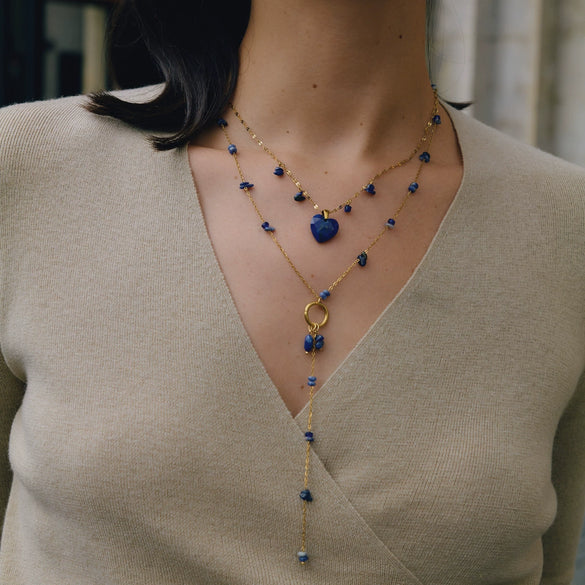 Women's Geometric Stainless Steel Long Necklace With Pvd Vacuum Gold Plated Finish And Lobster Clasp Wholesale