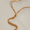 Women's Geometric Stainless Steel Long Necklace With Pvd Vacuum Gold Plating Regular Chain And Lobster Clasp For Layered Jewelry Styling