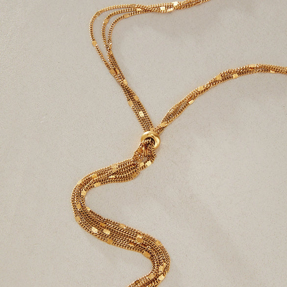 Women's Geometric Stainless Steel Long Necklace With Pvd Vacuum Gold Plating Regular Chain And Lobster Clasp For Layered Jewelry Styling
