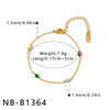 Women's Geometric Stainless Steel Necklace And Bracelet Set With Zircon Inlay And 18K Vacuum Plated Finish