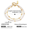 Women's Geometric Stainless Steel Necklace With Acrylic Pearl Pendant And Pvd Vacuum Gold Plating