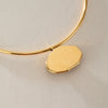 Women's Geometric Stainless Steel Necklace With Large Zircon Pendant Plated Eggshaped Choker Jewelry