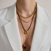 Women's Geometric Stainless Steel Necklace With Pvd Gold Plating And Lobster Clasp Stylish Regular Chain Jewelry