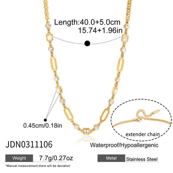Women's Geometric Stainless Steel Necklace With Pvd Gold Plating And Lobster Clasp Stylish Regular Chain Jewelry