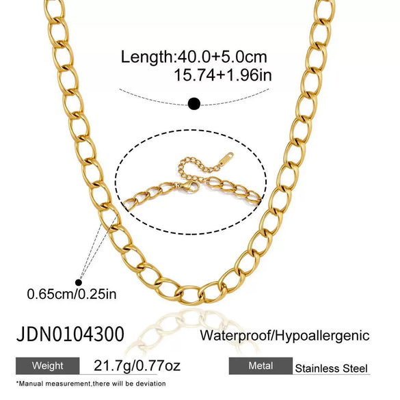Women's Geometric Stainless Steel Necklace With Pvd Gold Plating And Lobster Clasp Stylish Regular Chain Jewelry