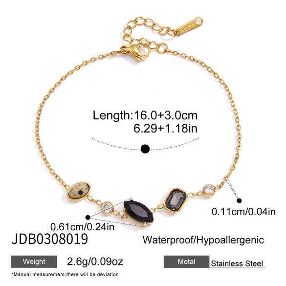 Women's Geometric Stainless Steel Necklace With Pvd Vacuum Gold Plated Finish And Lobster Clasp