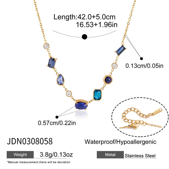 Women's Geometric Stainless Steel Necklace With Pvd Vacuum Gold Plated Finish And Lobster Clasp