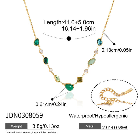 Women's Geometric Stainless Steel Necklace With Pvd Vacuum Gold Plated Finish And Lobster Clasp