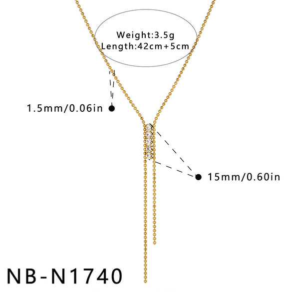 Women's Geometric Stainless Steel Necklace With Rhinestones 18K Vacuum Plated Non Fading Fashion Commuter Accessory