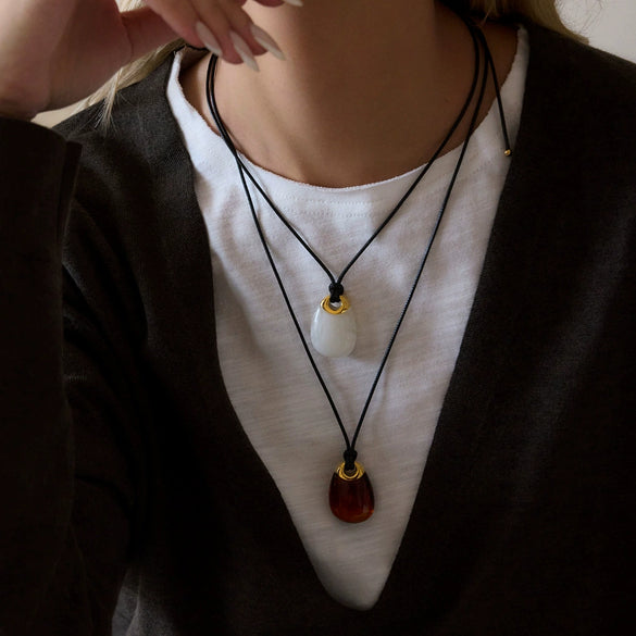 Women's Geometric Stainless Steel Necklace With Vacuum Gold Plated Chain And Lobster Clasp