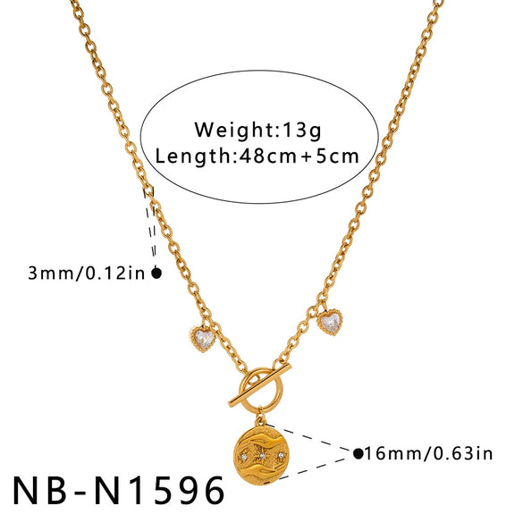 Women's Geometric Stainless Steel Necklace With Zircon And Rhinestone Inlay Simple 18K Vacuum Plated Non Fading Jewelry