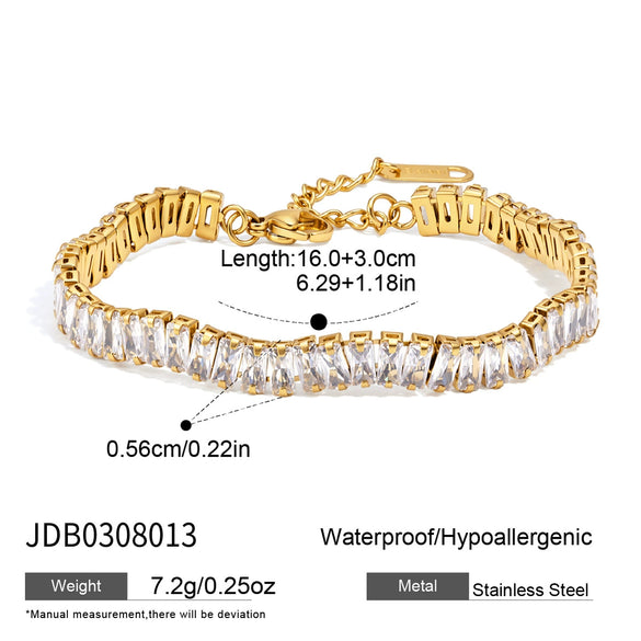 Women's Geometric Stainless Steel Necklace With Zircon Detail And Pvd Vacuum Gold Plating Lobster Clasp Wholesale Jewelry