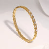 Women's Geometric Stainless Steel Open Cuff Bracelet With Diamond Setting And Colorfast Plated Finish